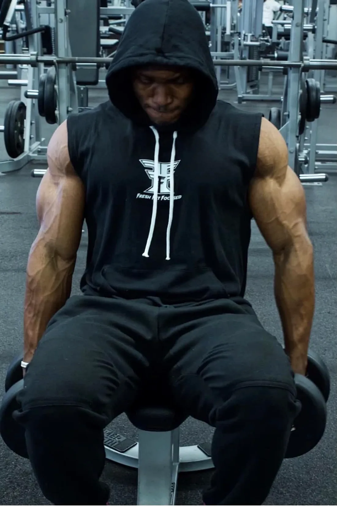 Athlete in the black FFF Sleeveless Hoodie